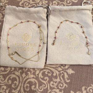 Kendra Scott Gold and Pink Heart Bracelet and necklace set.